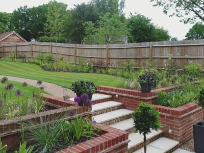 Retaining wall and steps