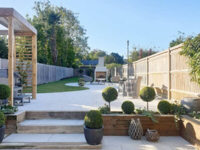 Porcelain patio installation