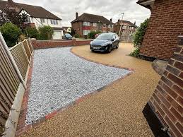 Installed resin bonded gravel driveway